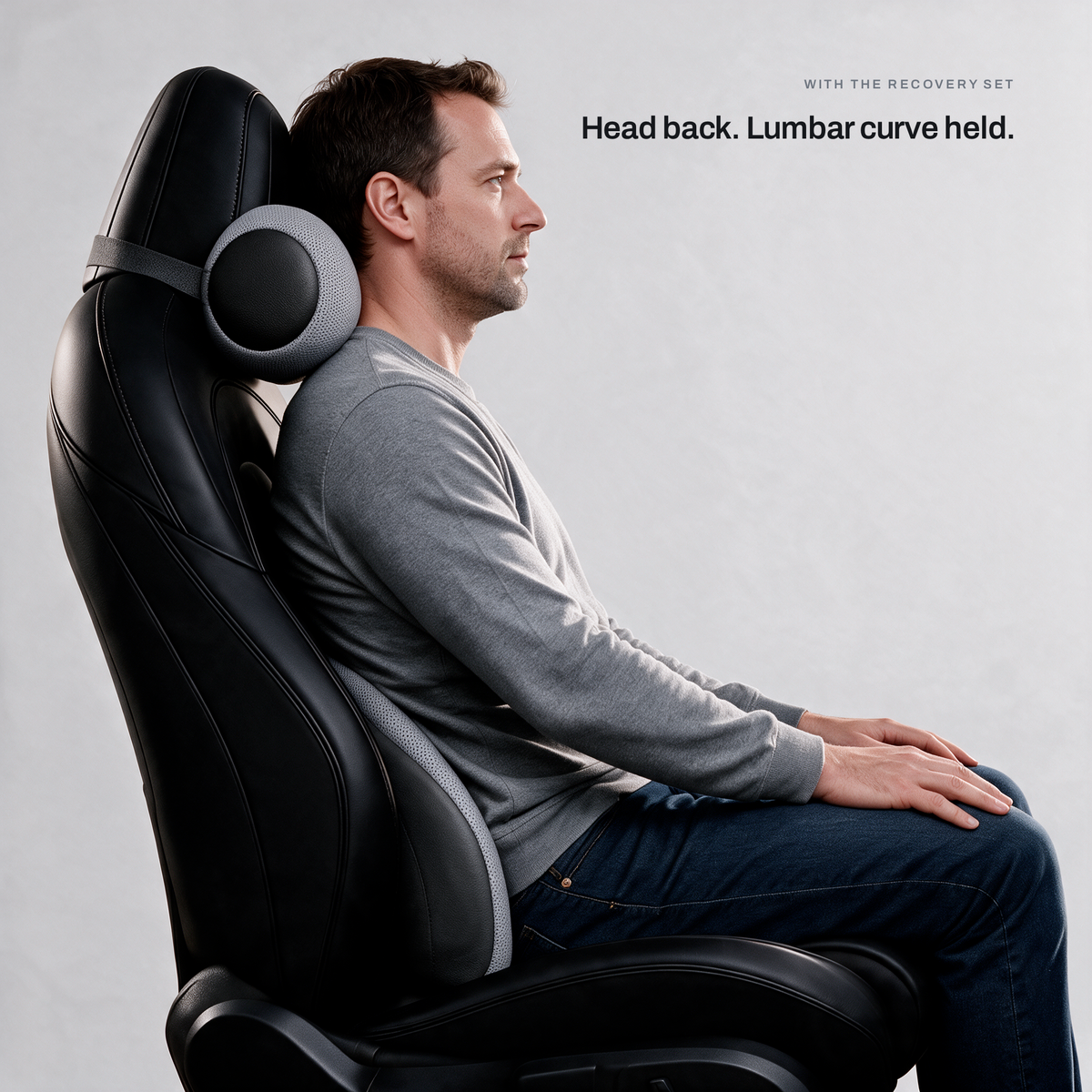 With the SeatRx set: head back, lumbar curve held